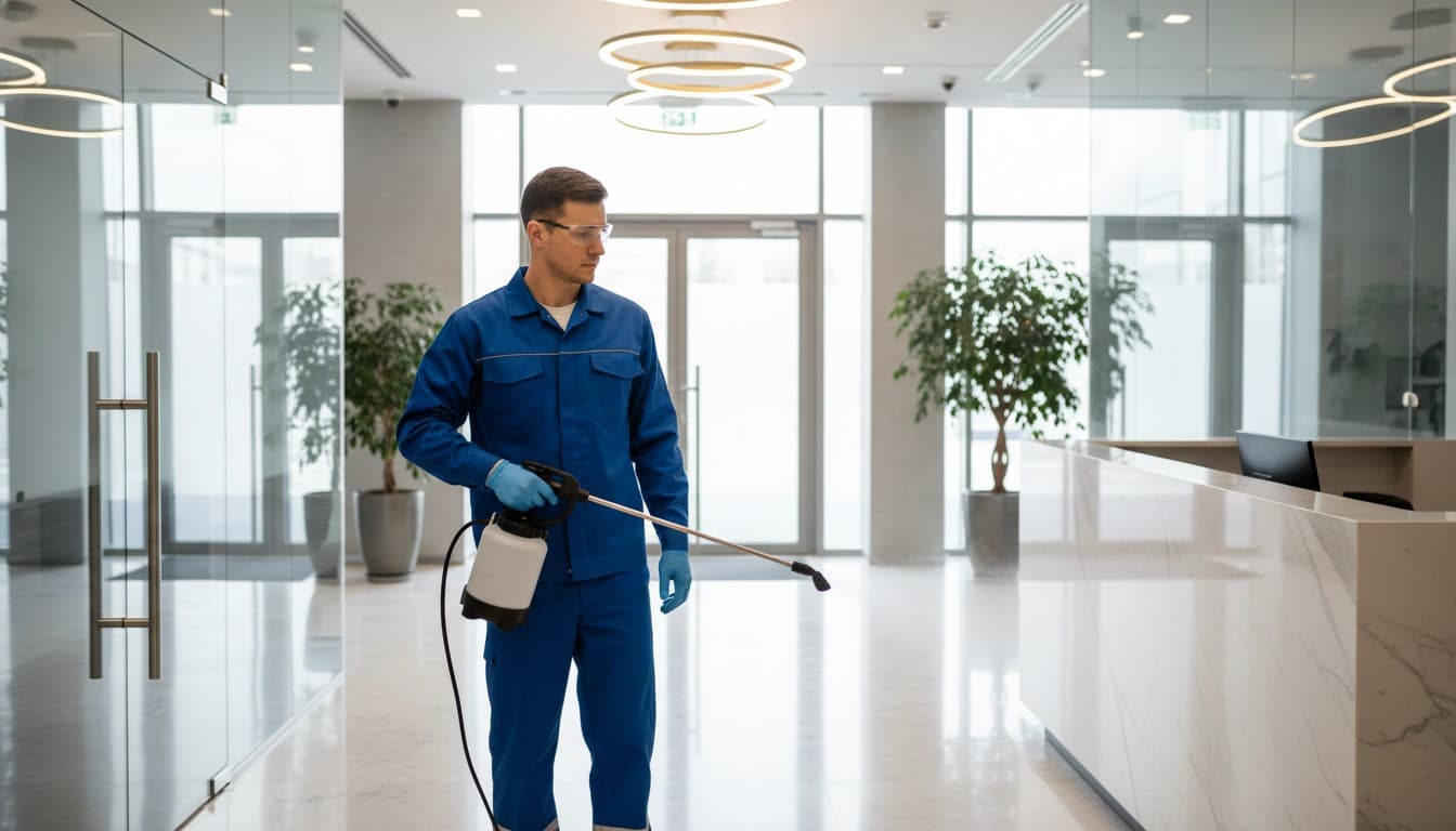 Electrostatic sprayer being used in an office